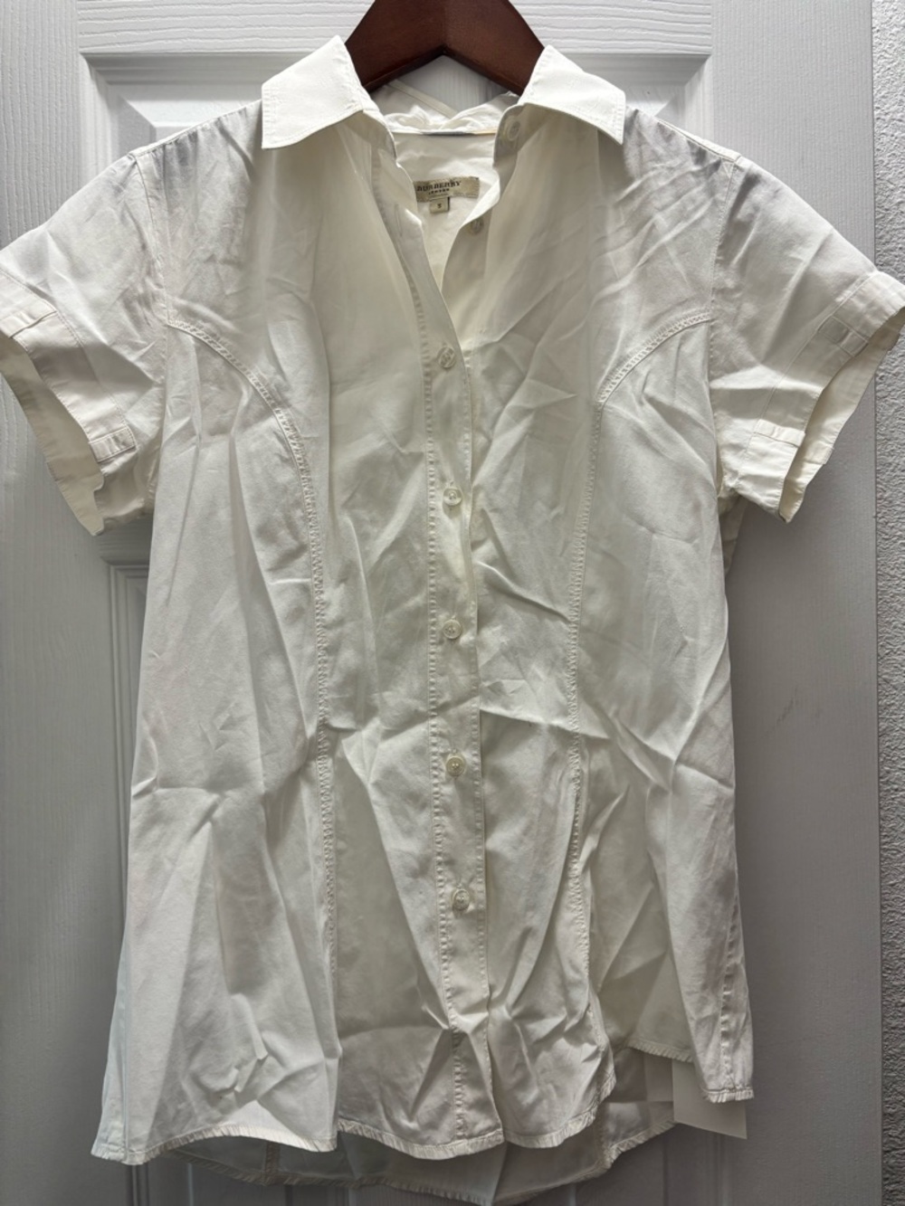 Burberry White Short-Sleeve Button-Down Shirt
